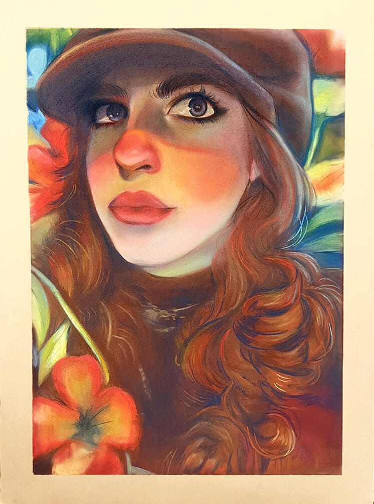 "self" (february 2025) 》soft pastel on 22x30 rives bfk tan paper | $150