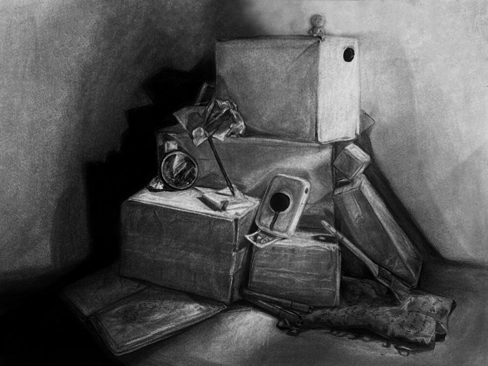 "do you picture me?" (october 2024) 》charcoal on 18x24 drawing paper | $145