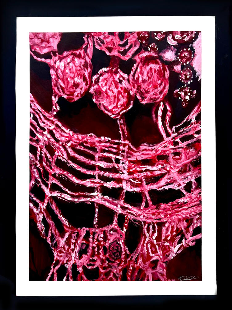 "untitled" (november 2024) 》acrylic paint on 16x12 canvas paper atop black mounting board | $125